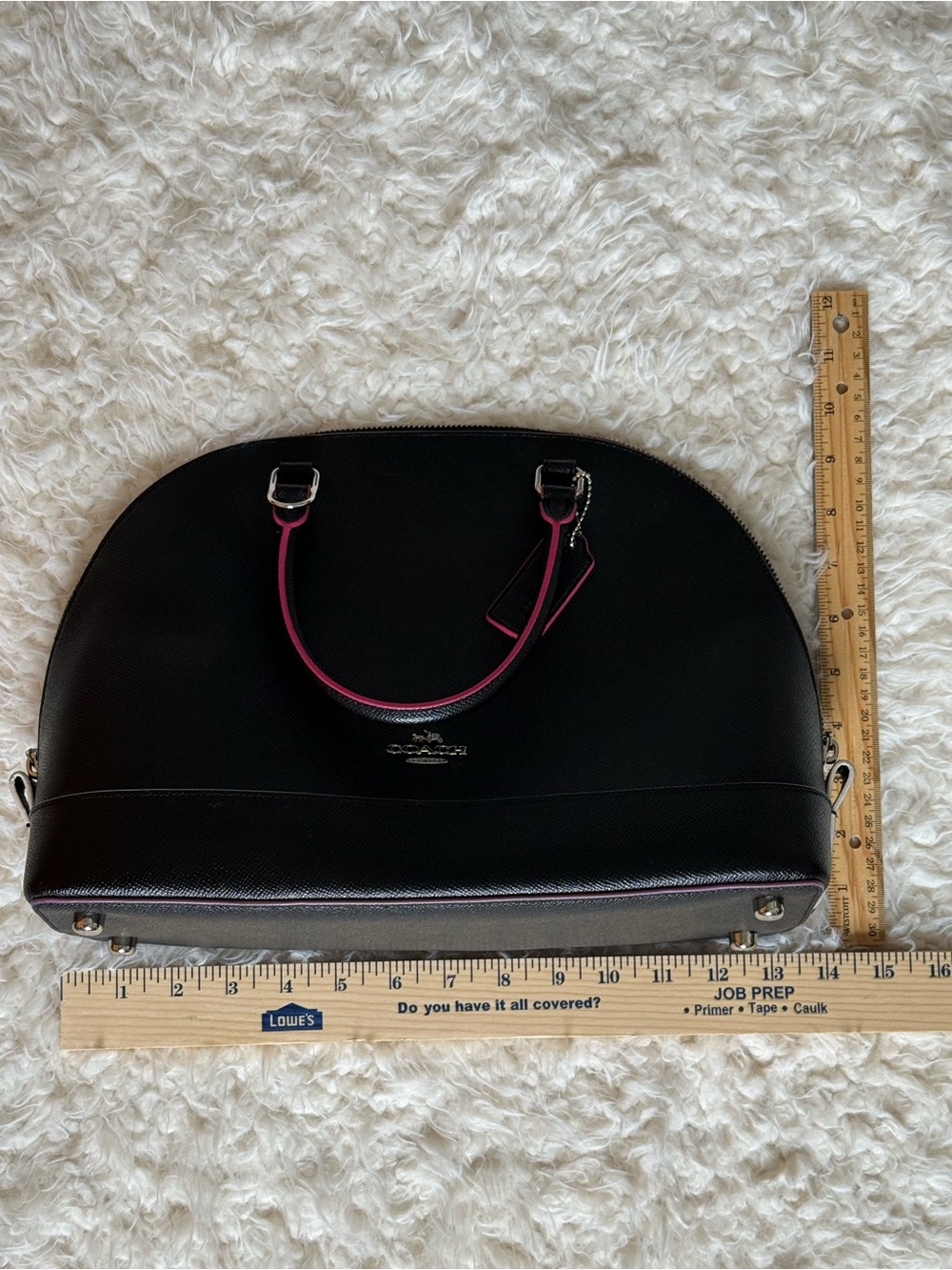 Coach Black Leather Satchel with Pink Trim - Dome Satchel - Picture 13 of 15